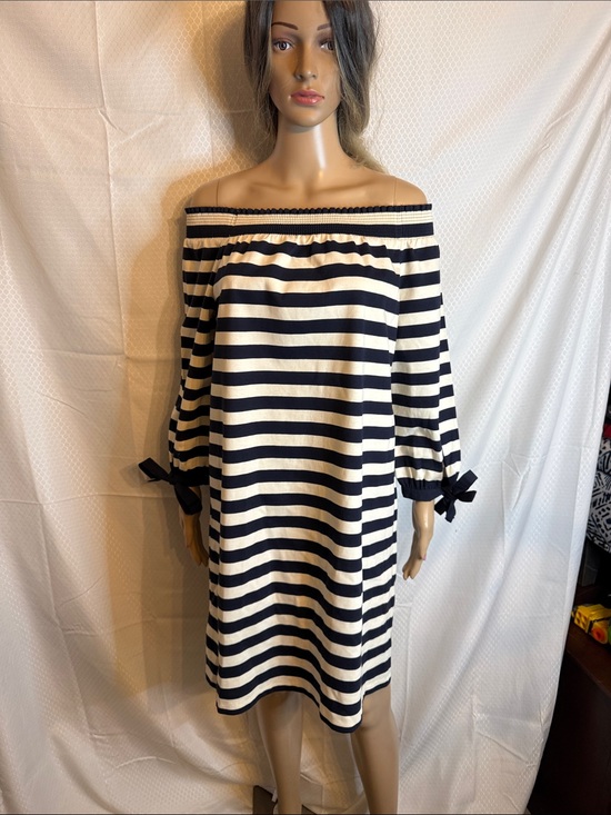 J. Crew Dresses & Skirts - J.Crew, blue and white striped off the shoulder dress